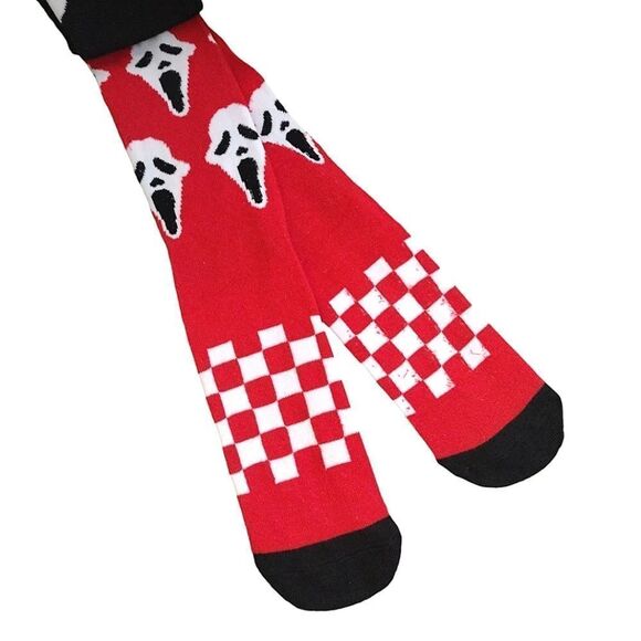 Ghost Face Red Black Halloween Themed 2 Pairs Unisex Crew Socks NWT - Picture 4 of 12